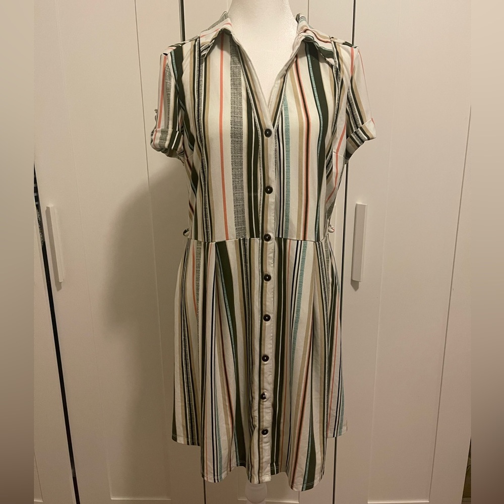 Derek Heart Retro Stripe Collared Dress